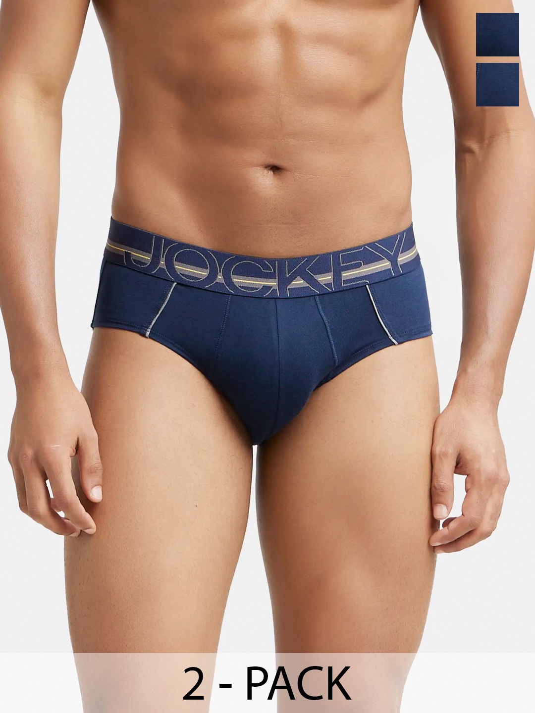 

Jockey Pack Of 2 Super Combed Cotton Solid Brief with Ultrasoft Waistband-US14, Navy blue