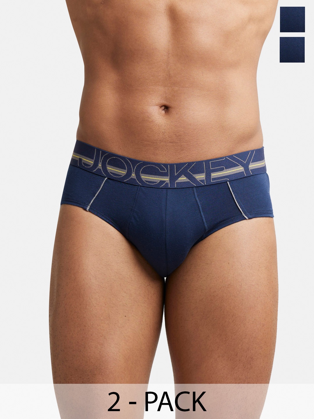 

Jockey Pack Of 2 Super Combed Cotton Solid Brief with Ultrasoft Waistband-US14, Navy blue