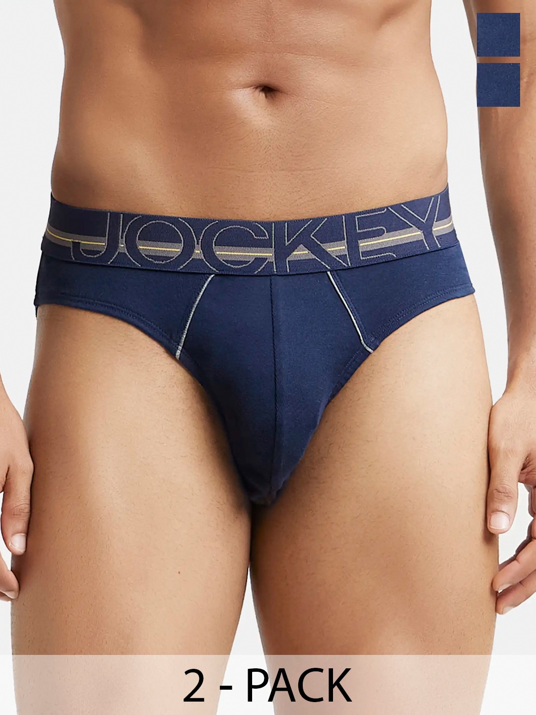 

Pack Of 2 Super Combed Cotton Rib Solid Brief with Ultrasoft Waistband-US17, Navy blue