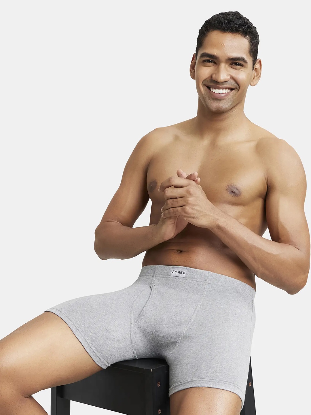 

Jockey Combed Cotton Rib Boxer Brief with Ultrasoft and Durable Waistband-8008, Grey melange