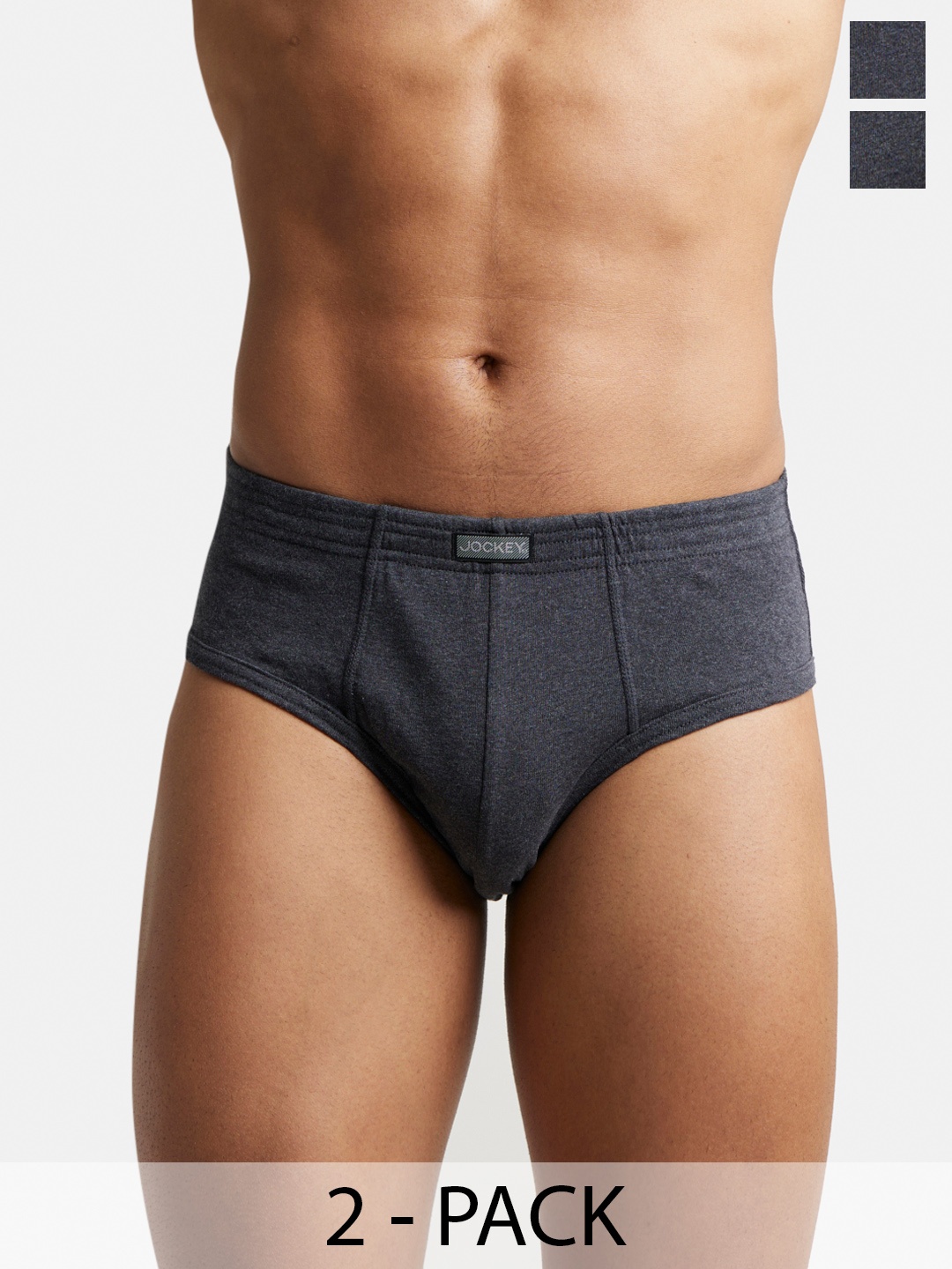 

Jockey Pack Of 2 Super Combed Cotton Rib Solid Brief with StayFresh Treatment-1009, Charcoal