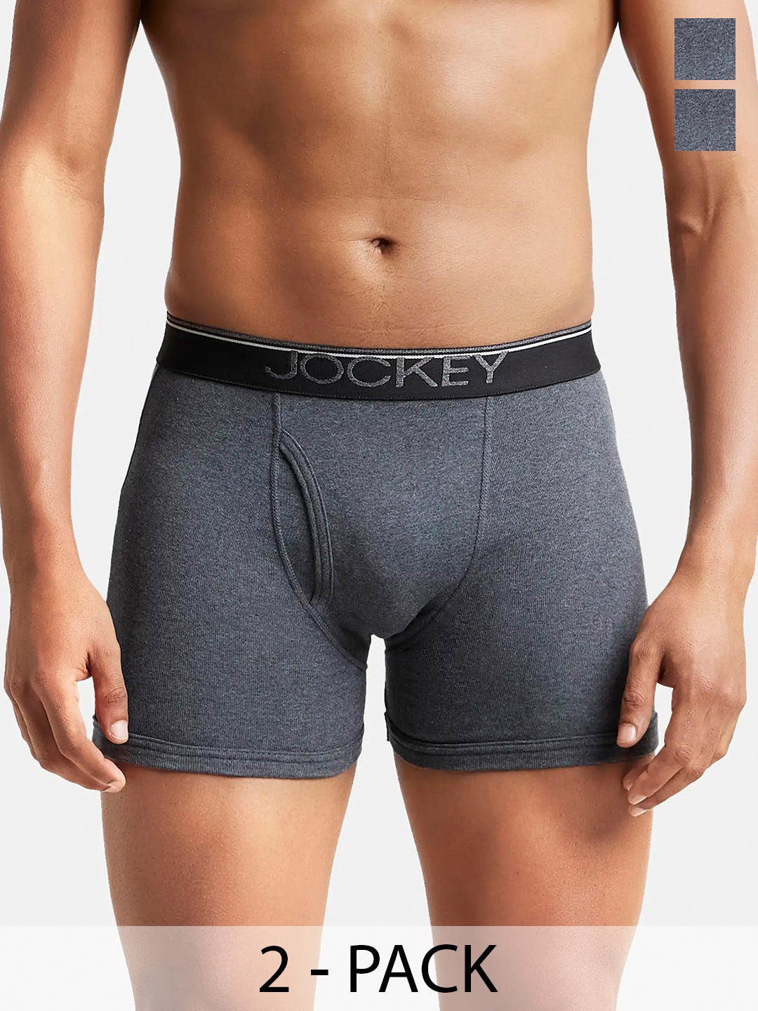 

Pack Of 2 Super Combed Cotton Rib Boxer Brief with Ultrasoft and Durable Waistband-8009, Charcoal