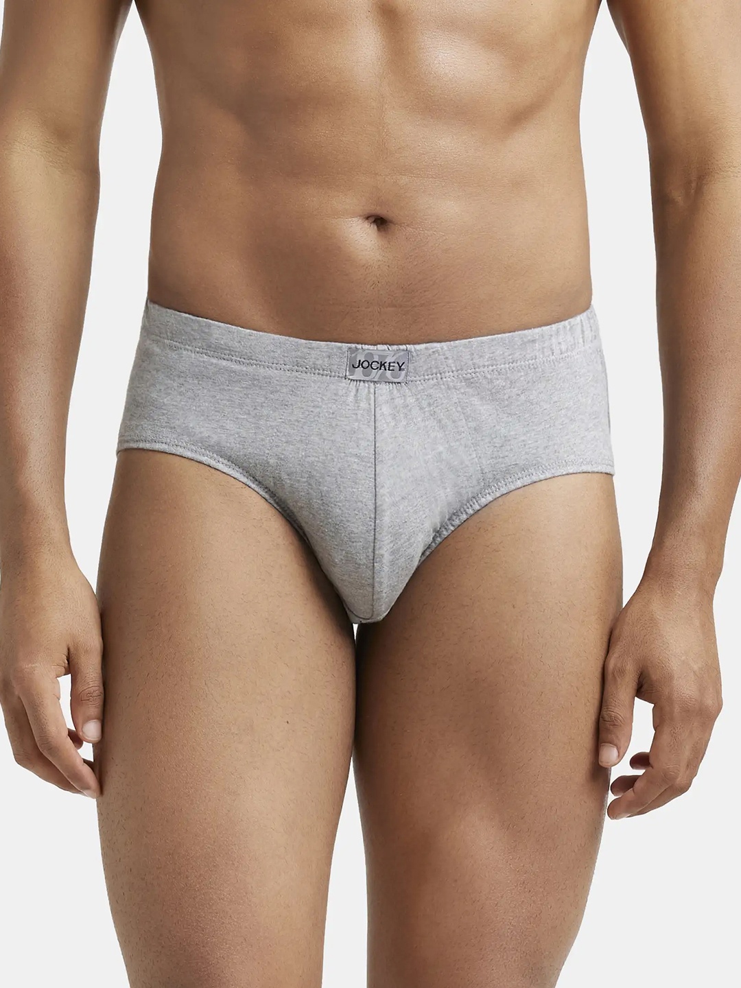 

Jockey Combed Cotton Brief with Ultrasoft Concealed Waistband-8035, Grey melange