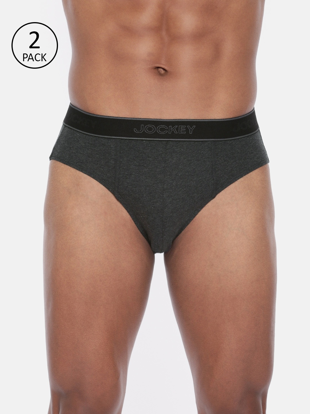 

Jockey Men Pack of 2 Charcoal Grey Solid Midi Briefs 1011-0205