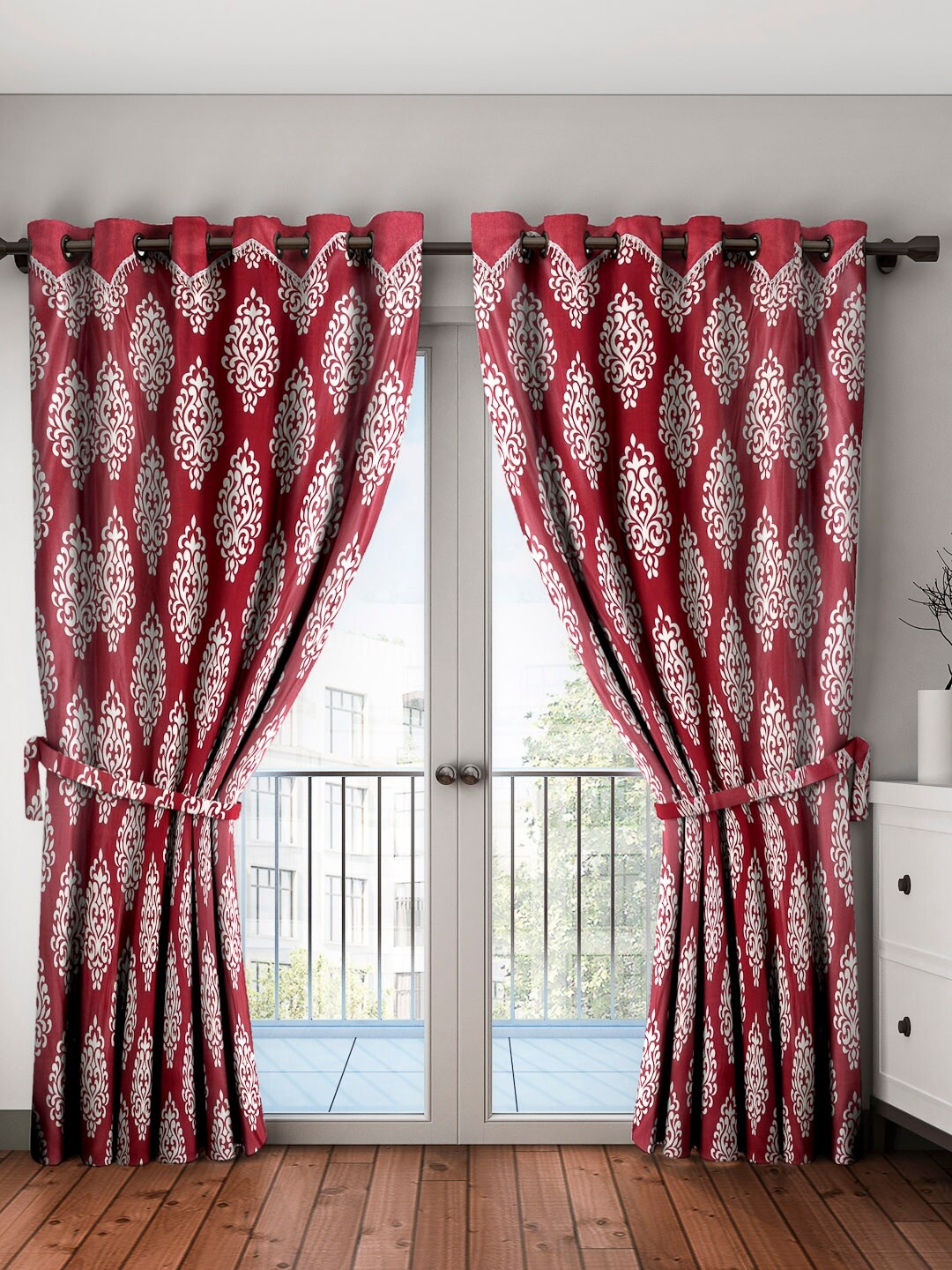 

Home Sizzler Maroon Set of 2 Printed Door Curtains