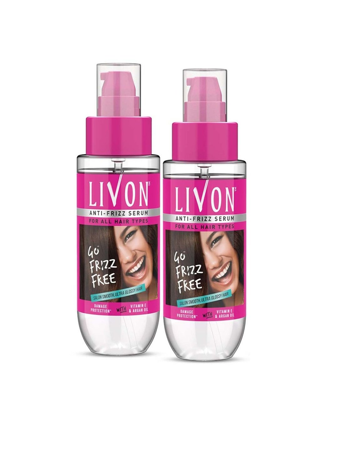 

Livon 2 Pcs Hair Serum For Dry & Frizzy Hair For Shine & Damage Protection - 100ml Each, Pink