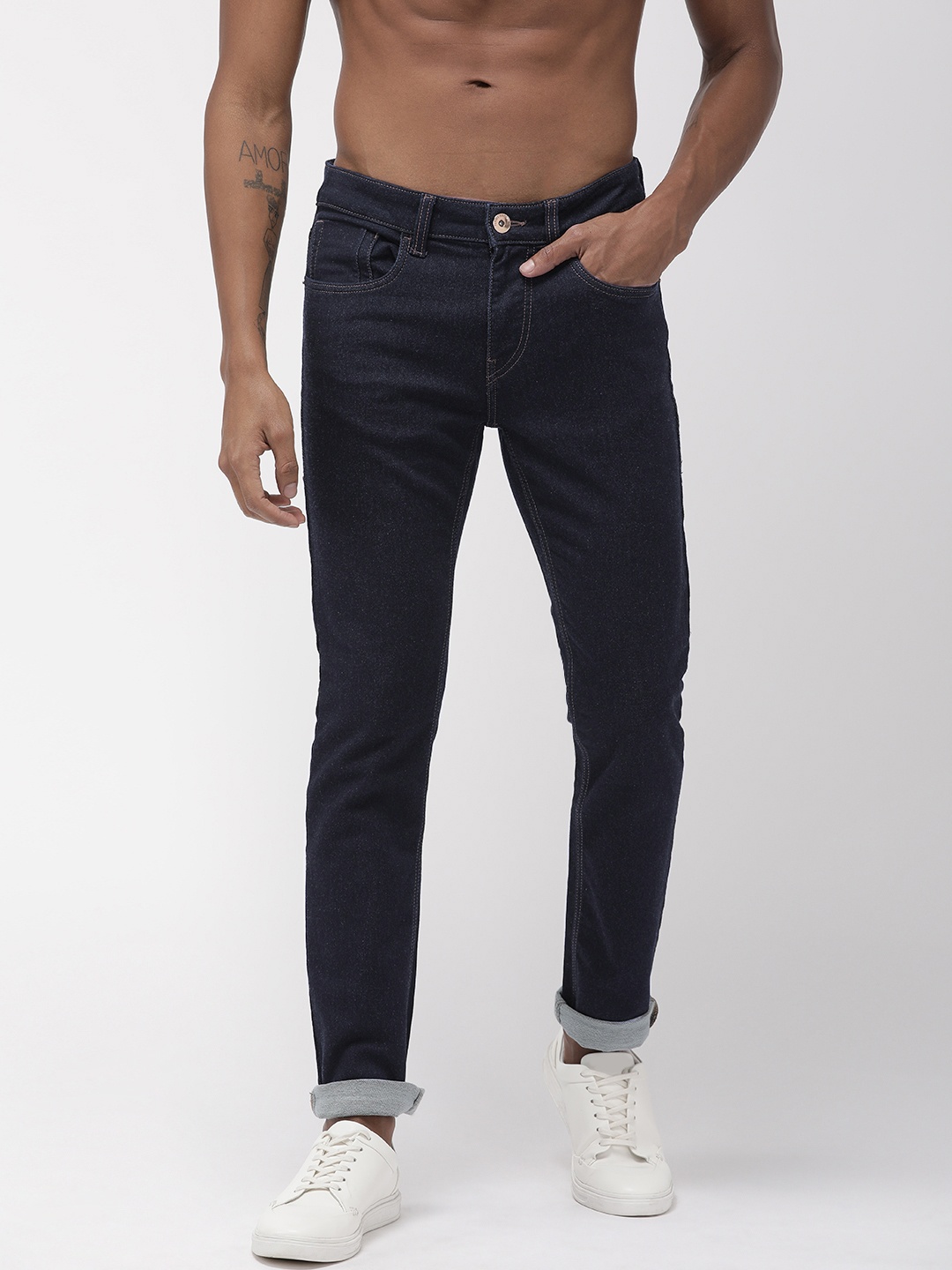 

Flying Machine Men Blue Michael Slim Tapered Fit Mid-Rise Clean Look Stretchable Jeans