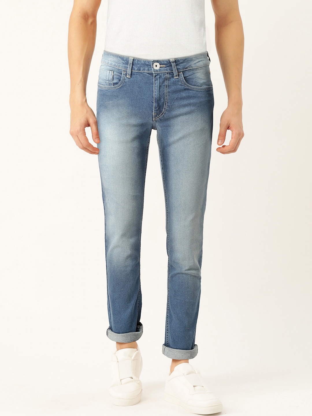 

Flying Machine Men Blue Tapered Fit Mid-Rise Clean Look Stretchable Jeans