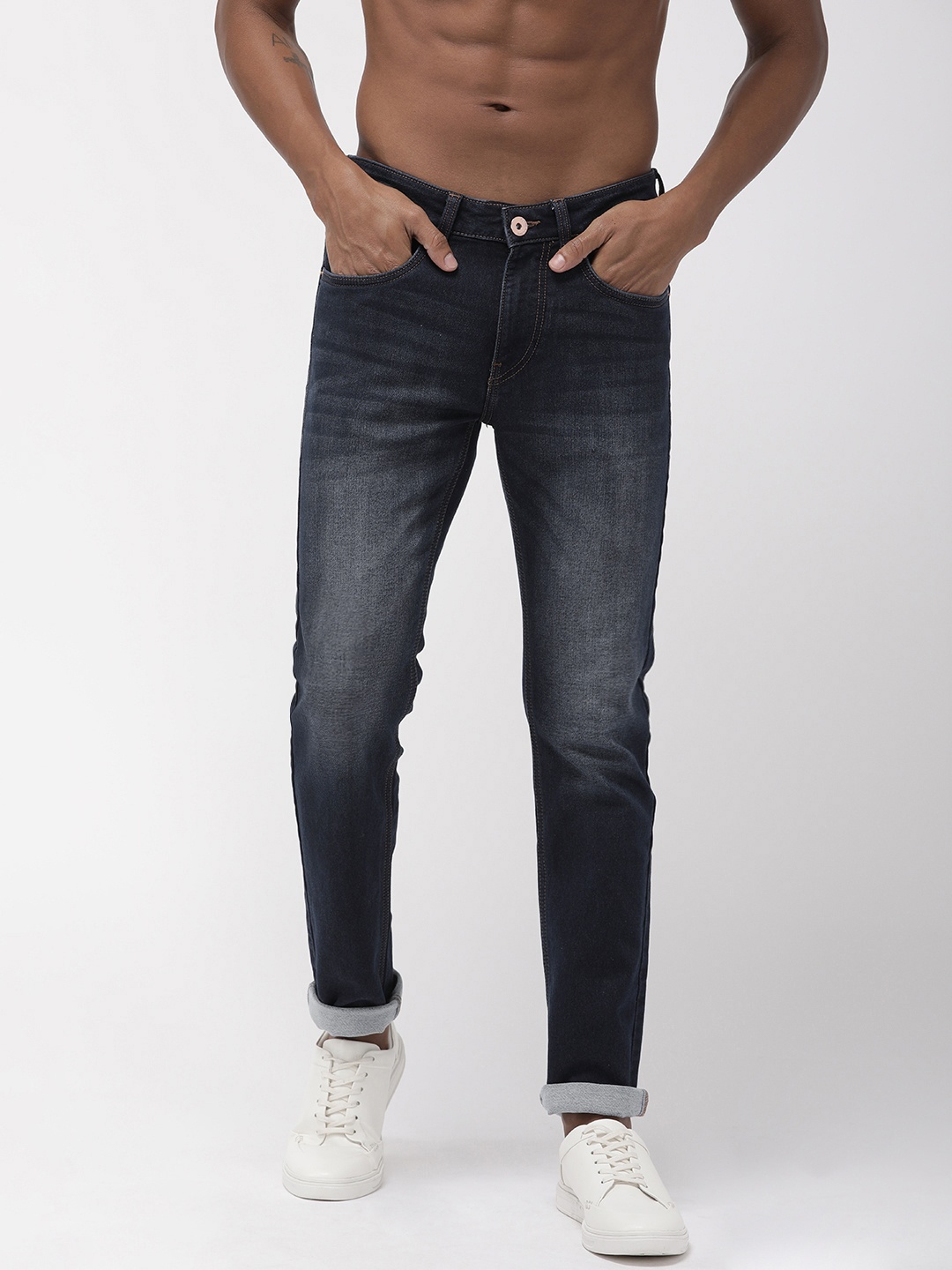 

Flying Machine Men Blue Michael Slim Tapered Fit Mid-Rise Clean Look Stretchable Jeans