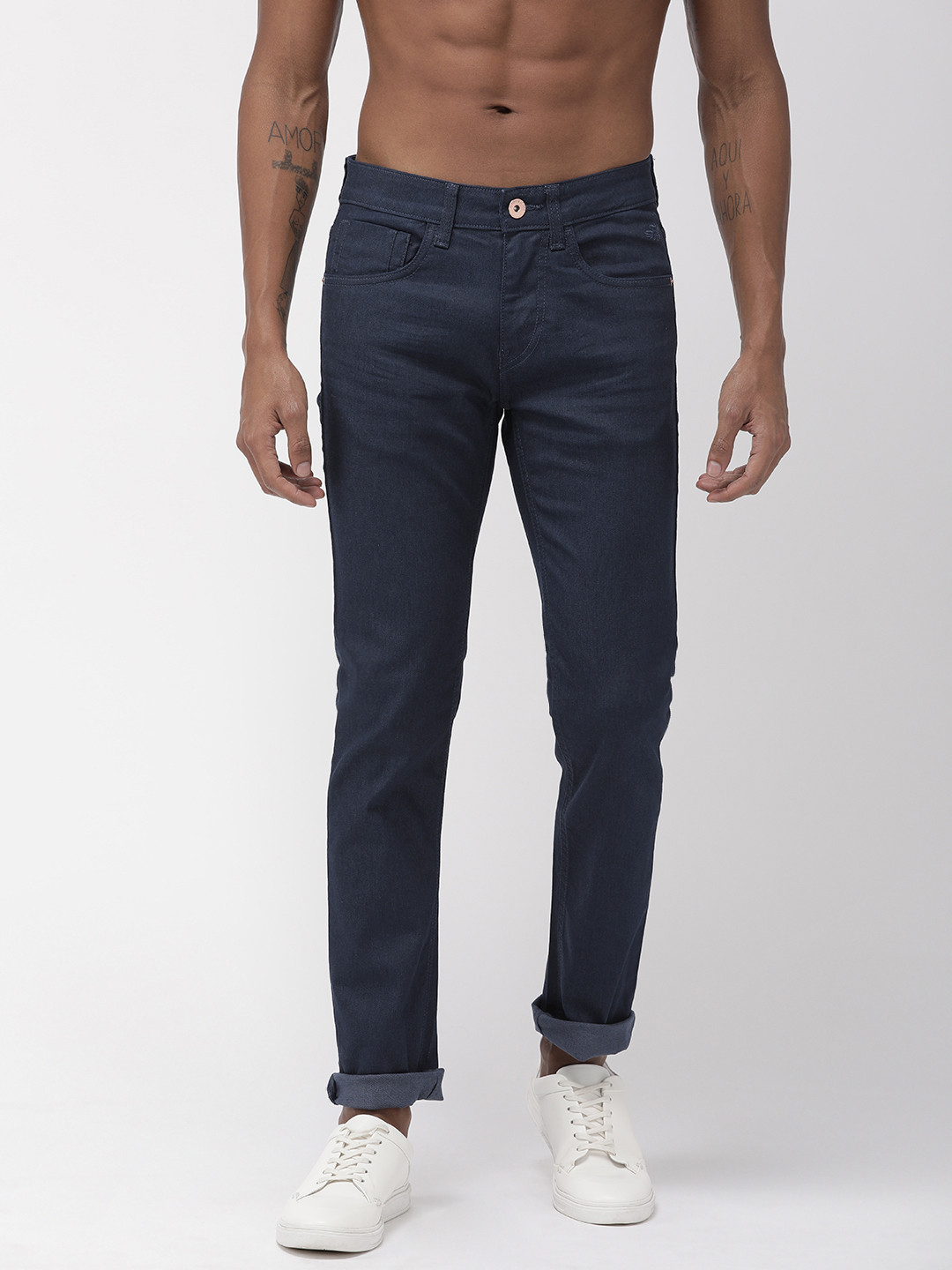 

Flying Machine Men Blue Michael Slim Tapered Fit Mid-Rise Clean Look Stretchable Jeans