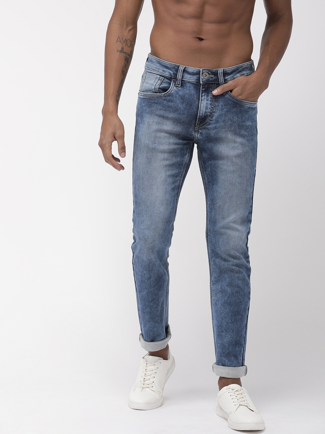 

Flying Machine Men Blue Micheal Slim Tapered Fit Mid-Rise Clean Look Stretchable Jeans