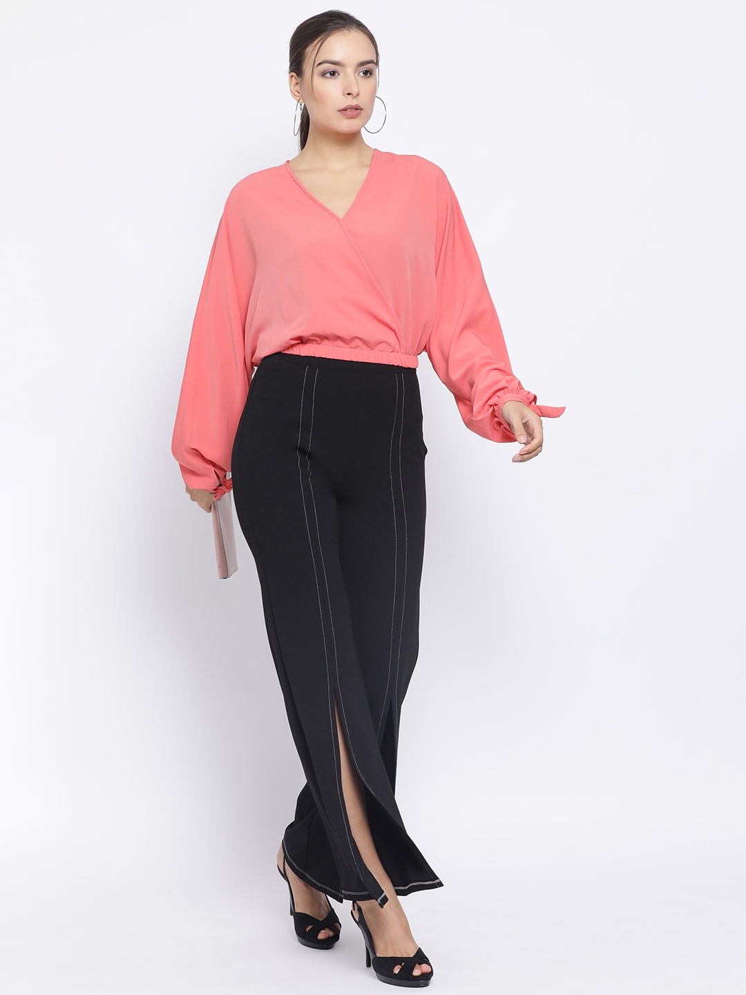 

Oxolloxo Women Pink Solid Wrap Top