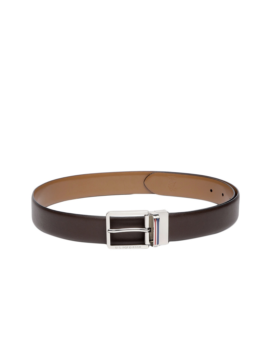 

U.S. Polo Assn. Men Tan Brown Solid Reversible Leather Belt