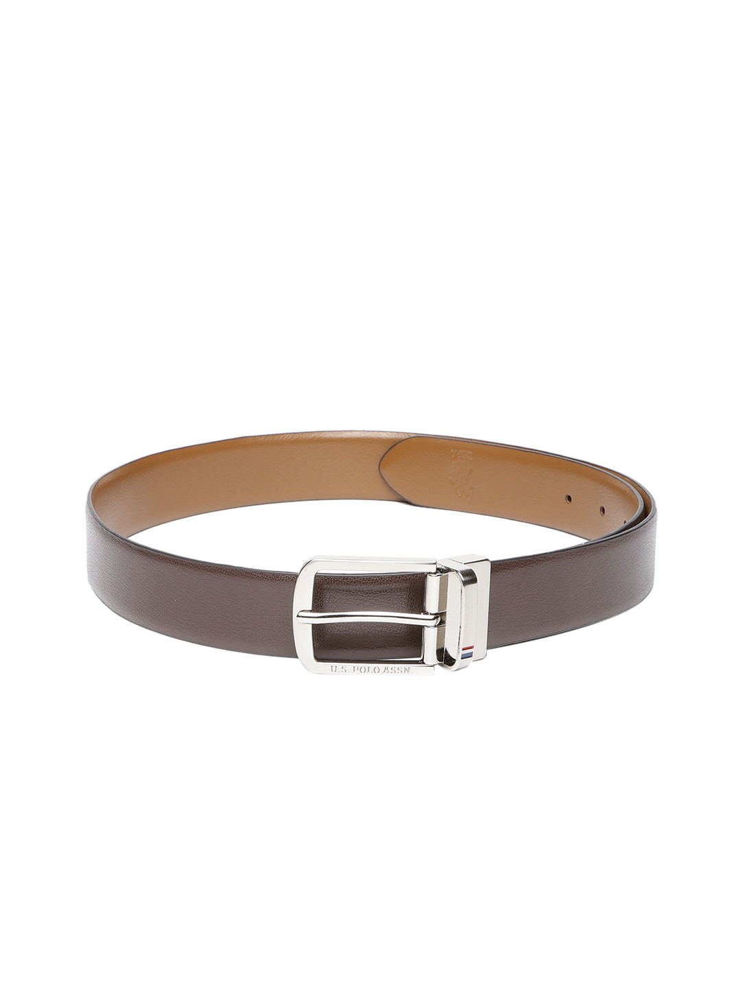 

U.S. Polo Assn. Men Tan Brown Solid Reversible Leather Belt