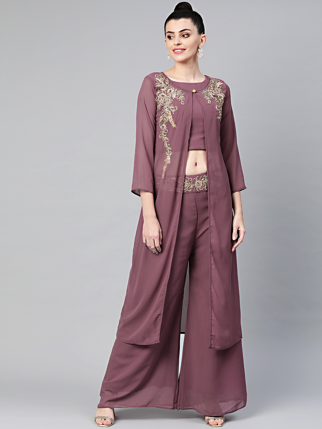 

Chhabra 555 Women Mauve Solid Made to Measure Co-Ords