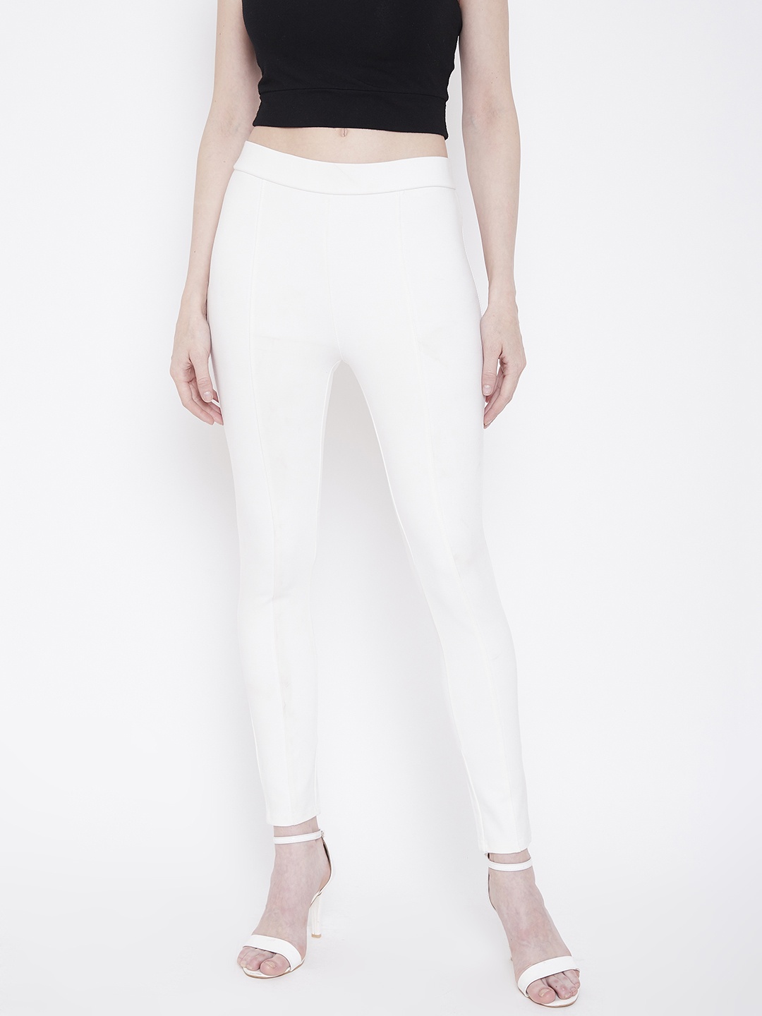 

Deewa Women White Slim Fit Solid Treggings