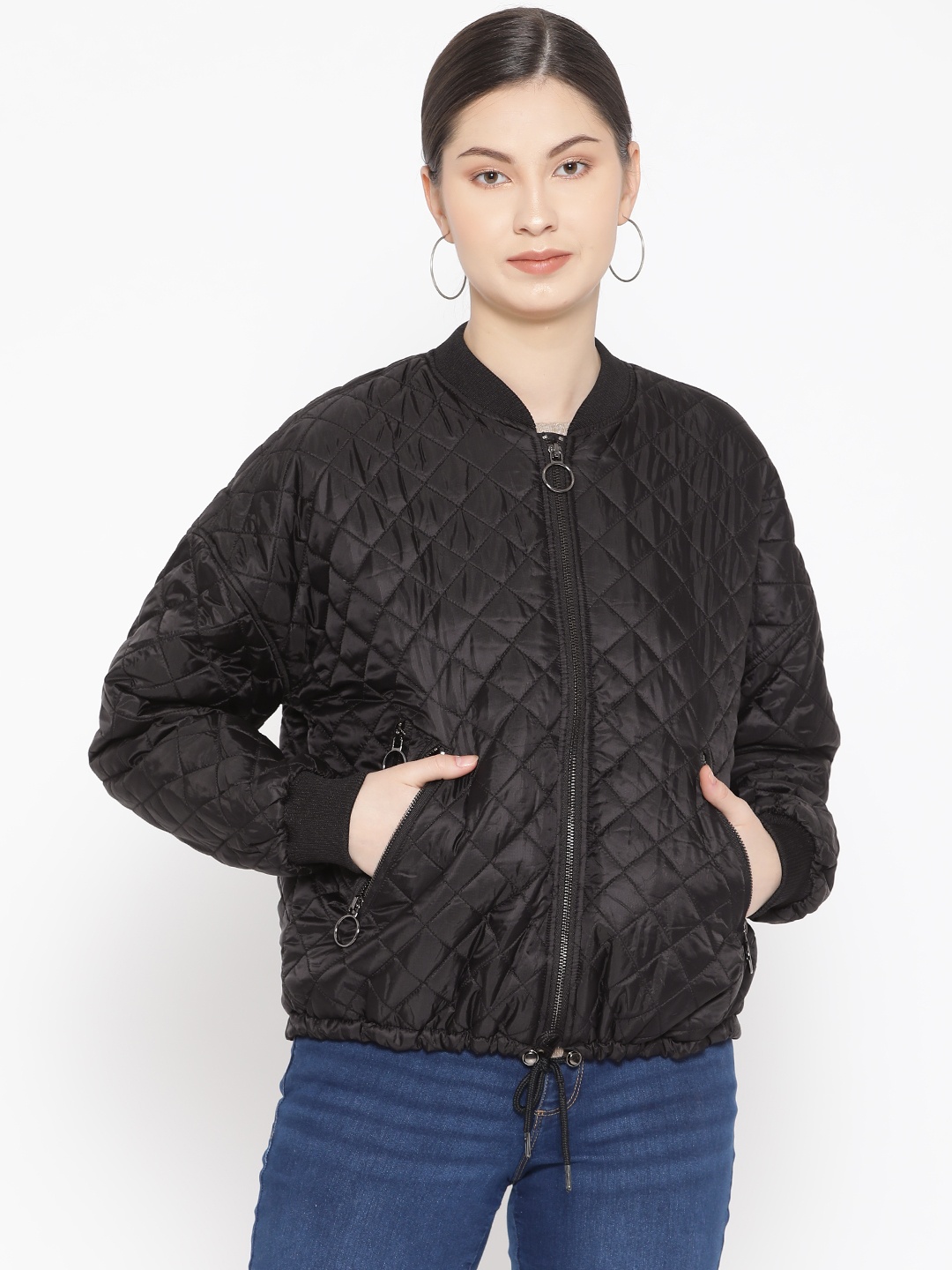 

Vero Moda Women Black Solid Quilted Jacket