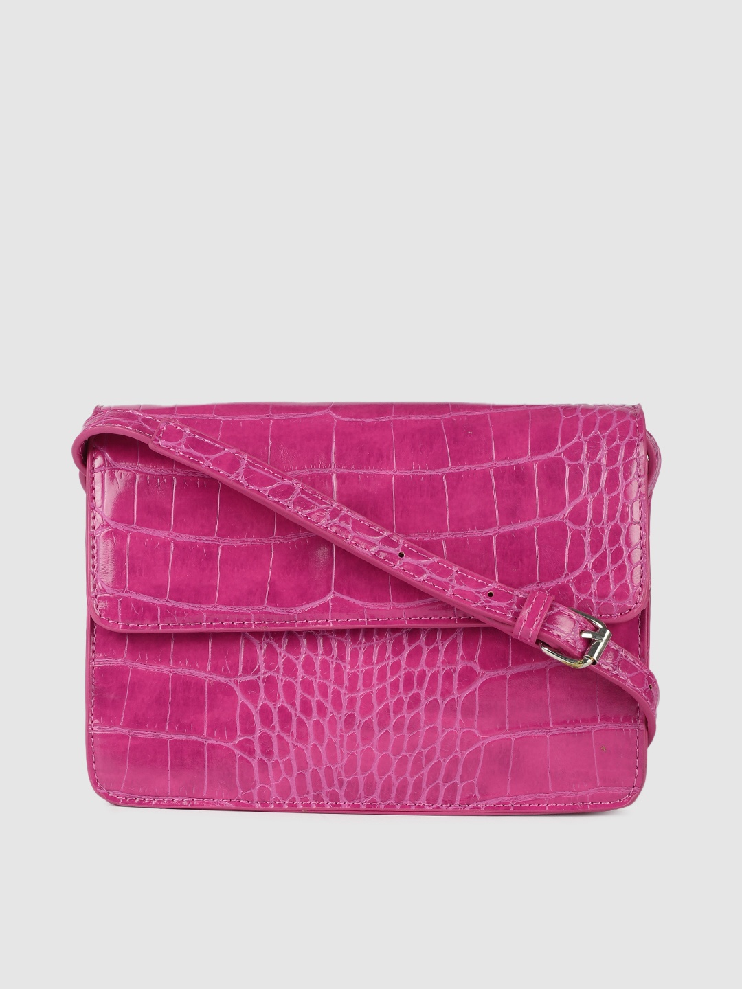 

Vero Moda Pink Croc Textured Sling Bag