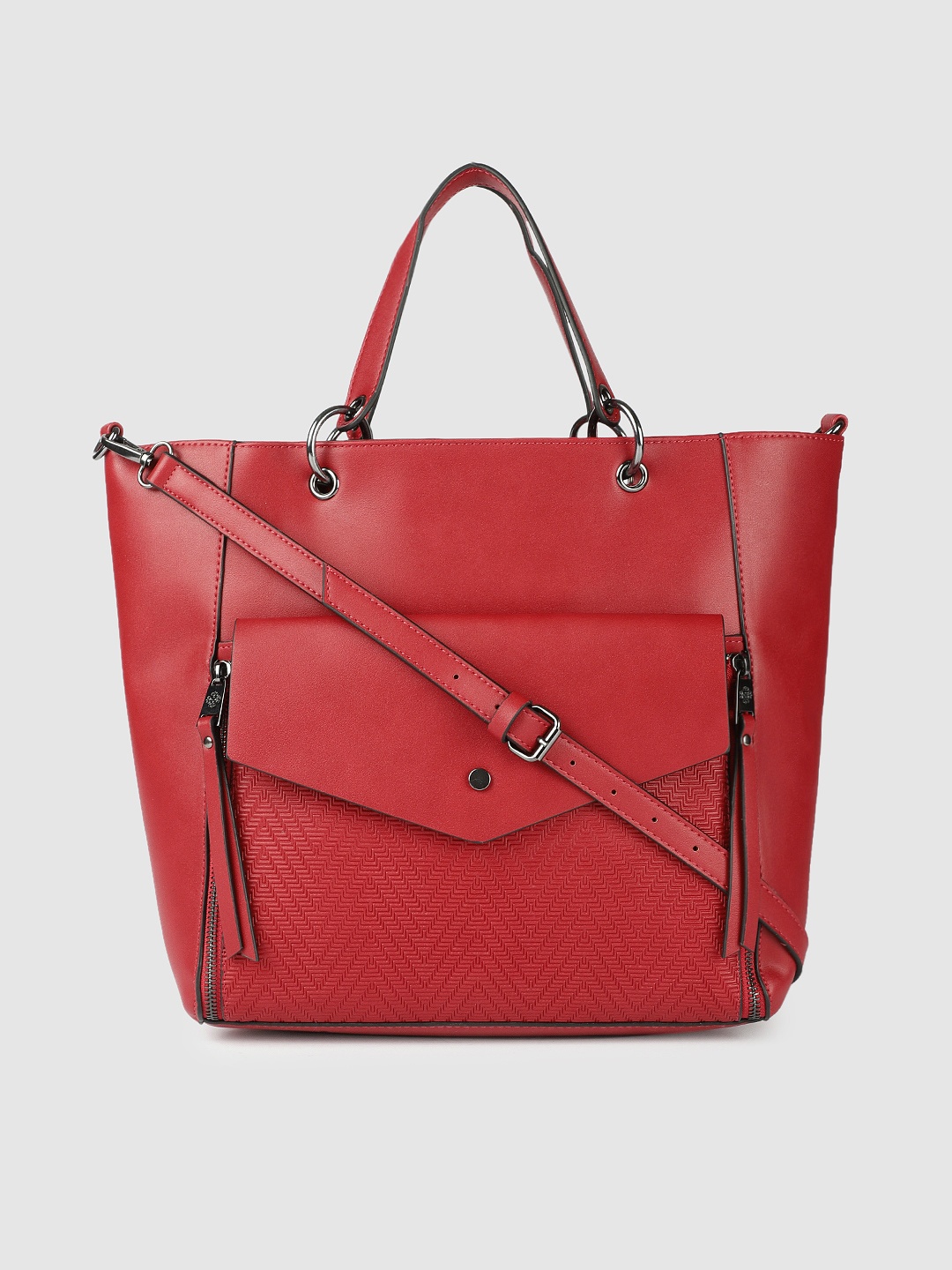 

Vero Moda Red Textured Handheld Bag