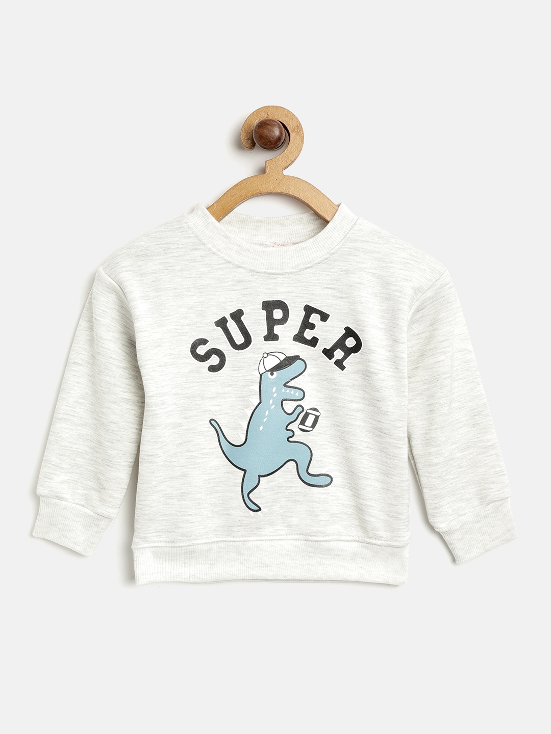 

Kids On Board Kids Grey Melange Printed Fleece Sweatshirt
