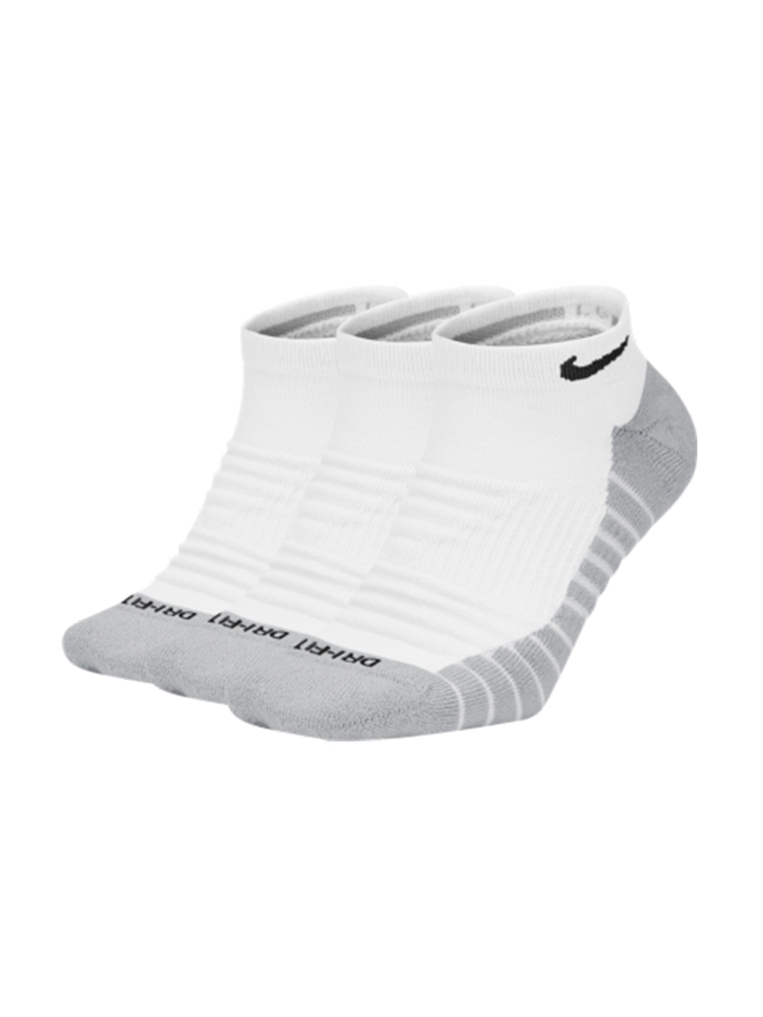 

Nike Unisex Pack of 3 White Colourblocked Everyday Max Cushioned DF Shoe Liners