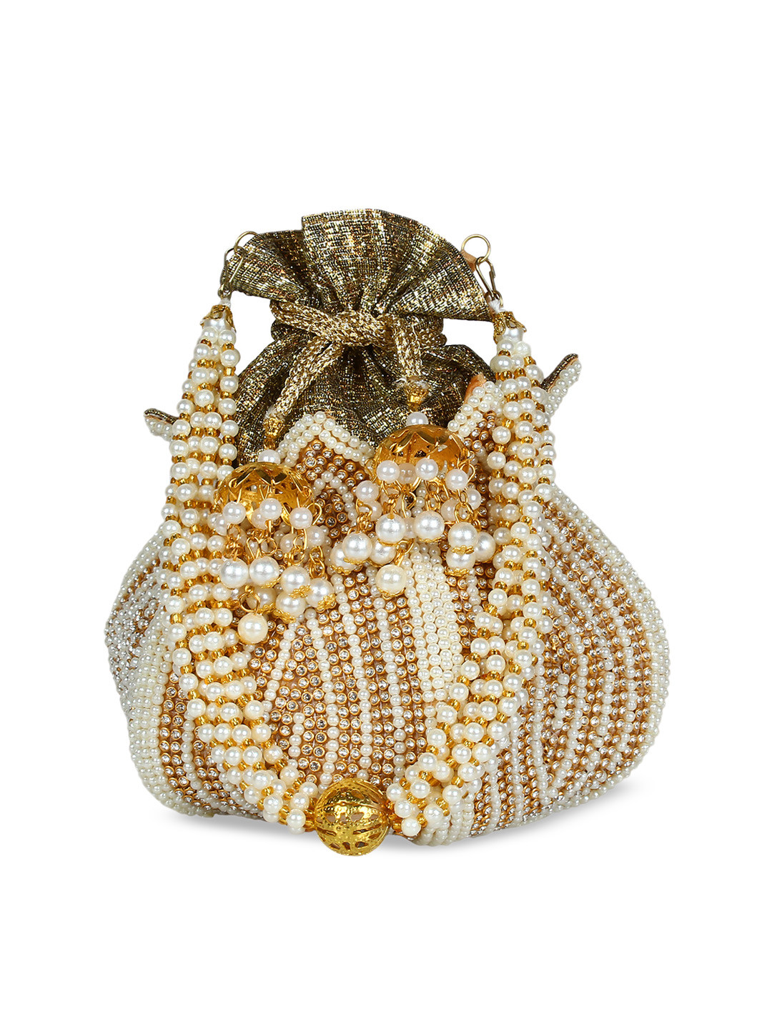 

Anekaant White & Gold-Toned Embellished Clutch