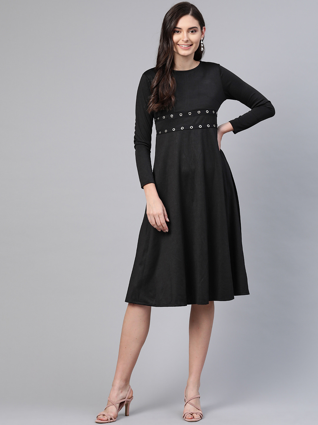 

JC Collection Women Black Solid A-Line Dress