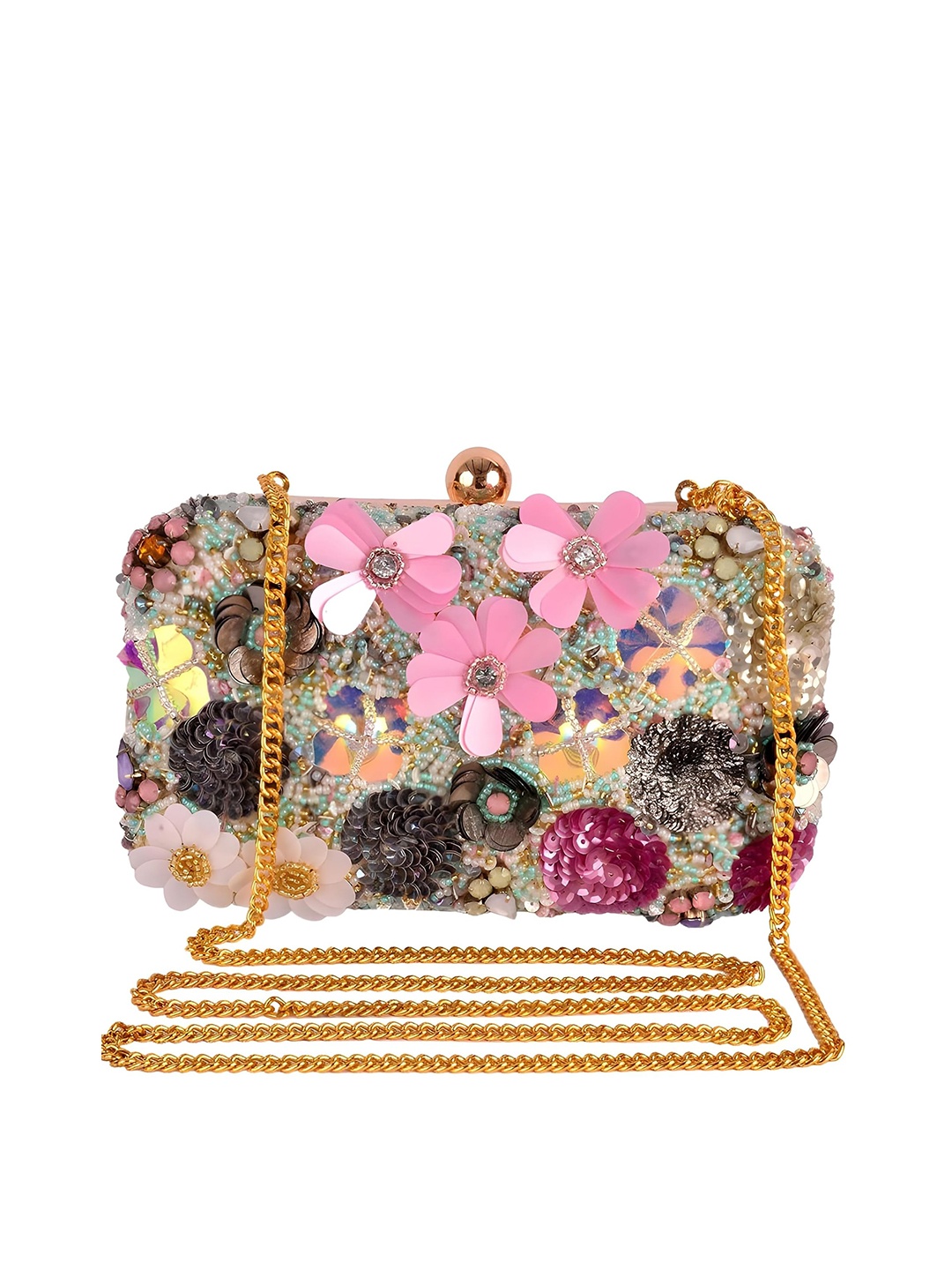 

REZZY Multicoloured Embroidered Handmade Clutch, Multi