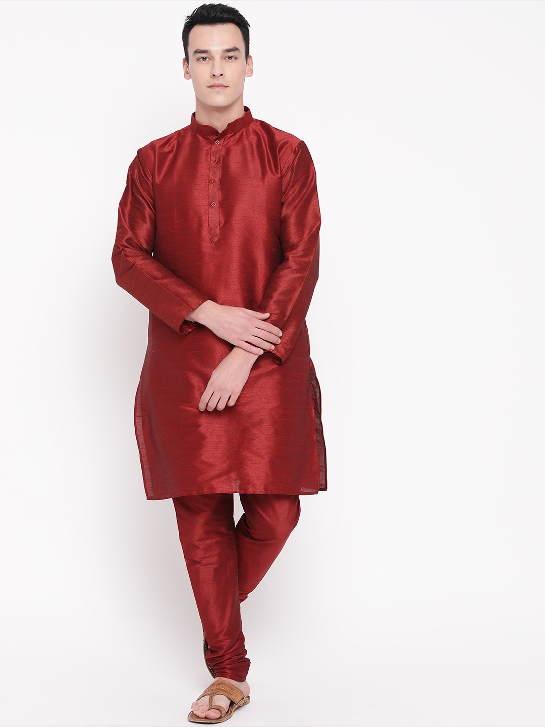 

MAG Men Maroon Solid Kurta with Churidar