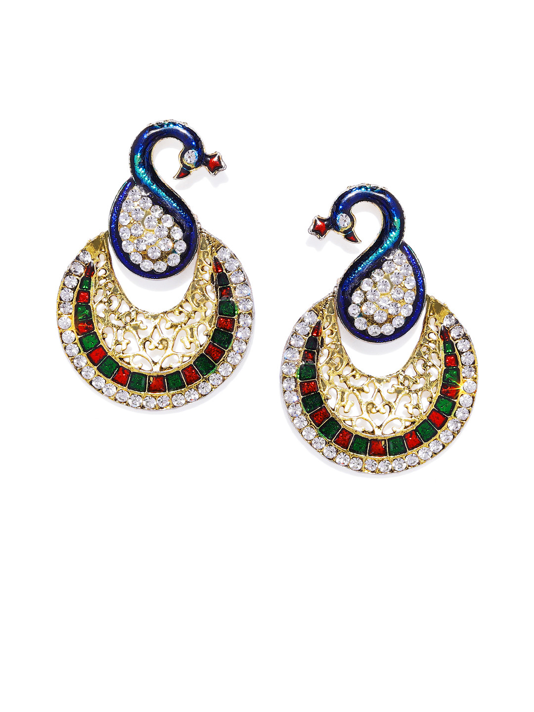 

Kord Store Multicoloured & Blue Peacock Shaped Chandbalis, Multi
