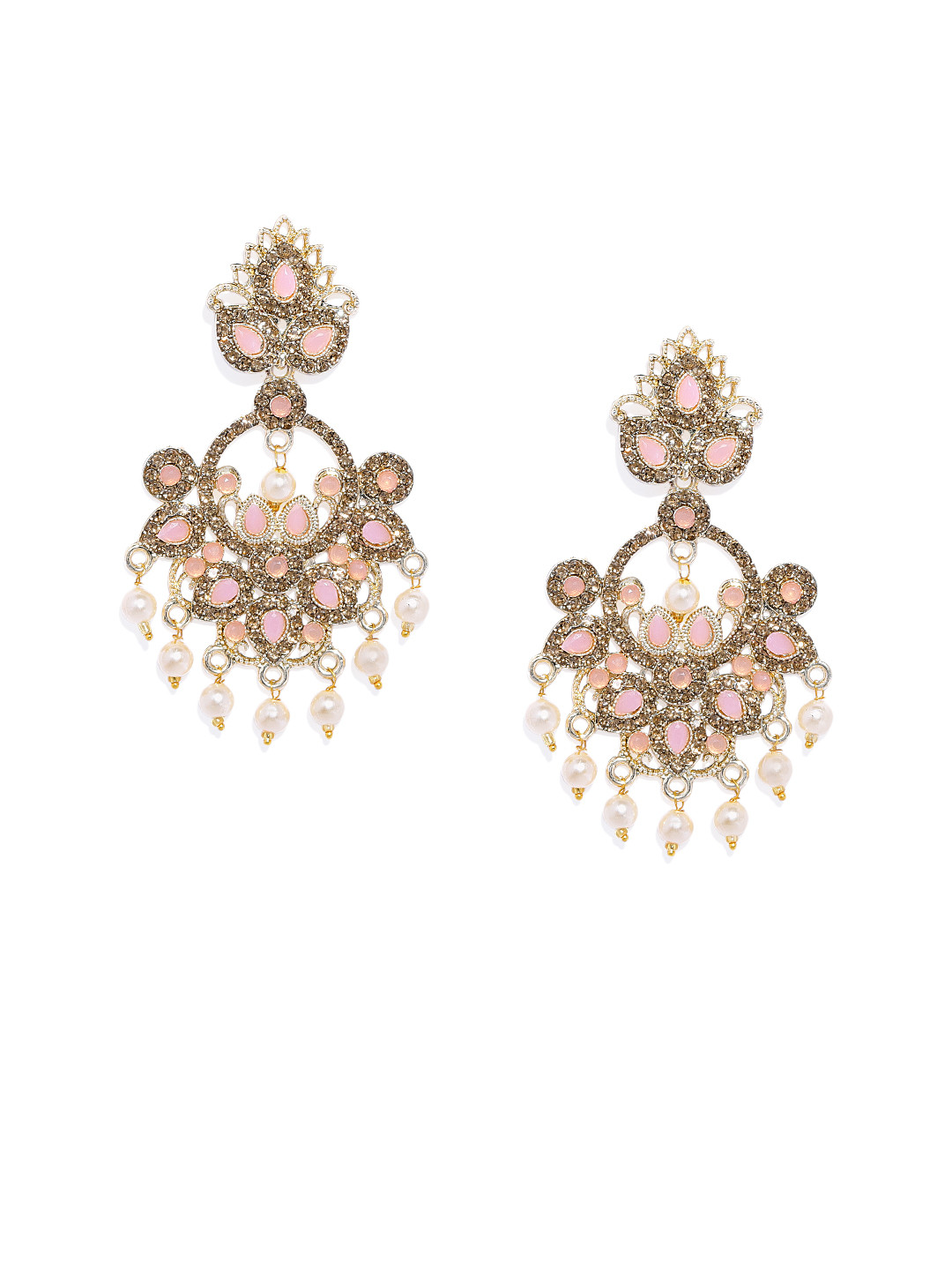 

Kord Store Gold-Toned & Pink Contemporary Drop Earrings