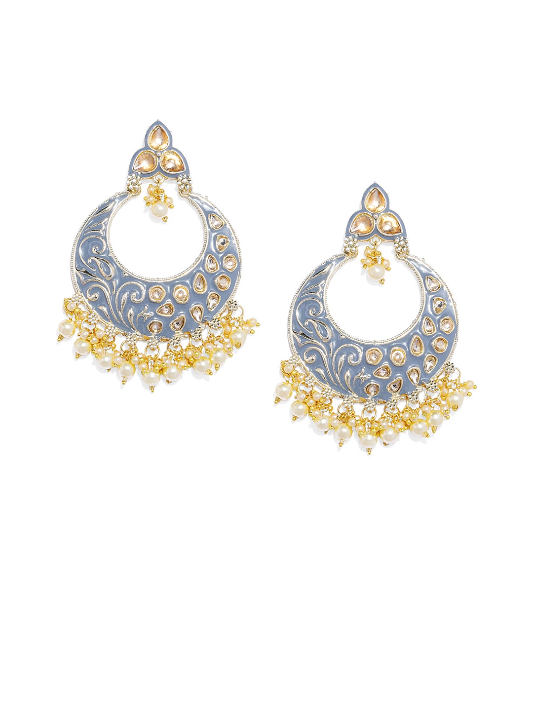 

Kord Store Blue & Gold-Toned Crescent Shaped Chandbalis