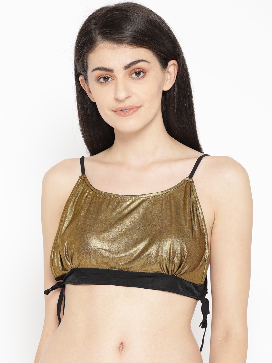 

EROTISSCH Women Golden Solid Bralette Top, Gold