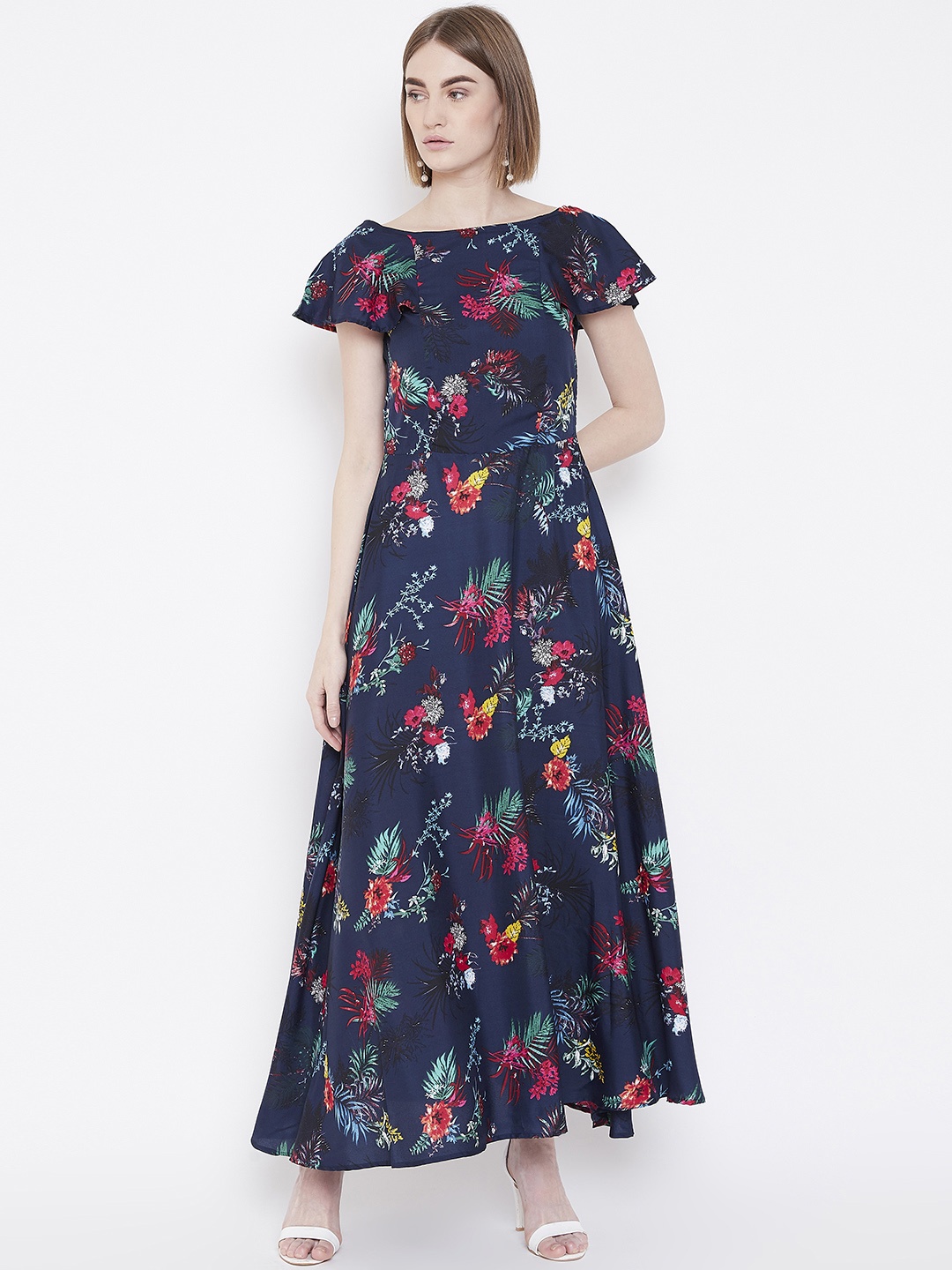 

Deewa Women Navy Blue & Pink Printed Maxi Dress