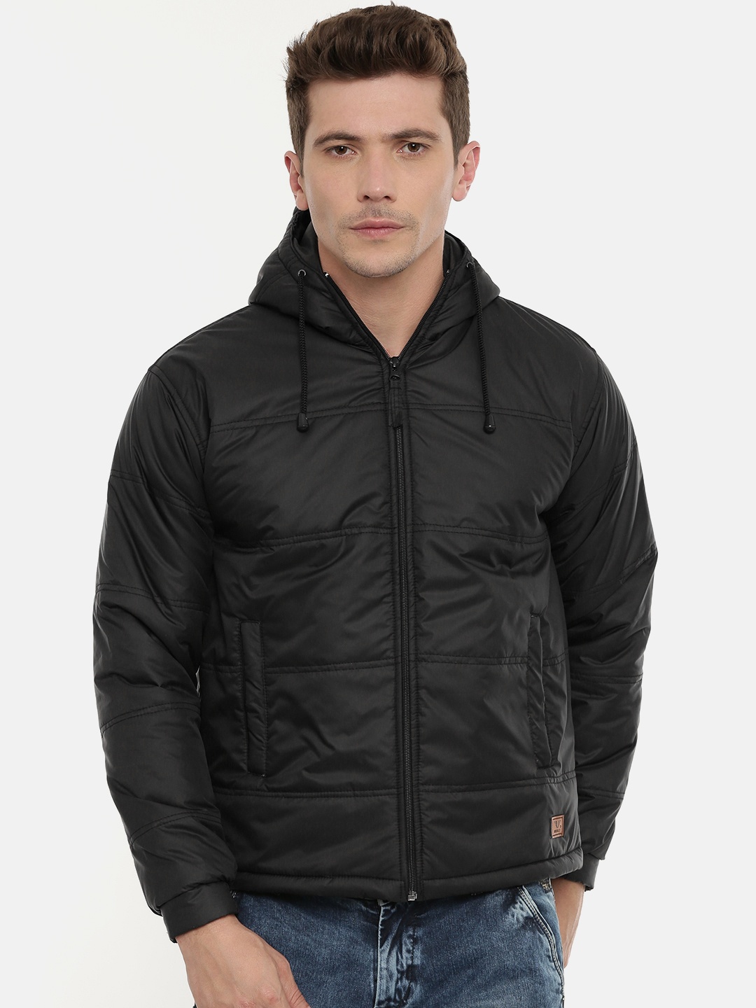 

UNSULLY Men Black Solid Windcheater Jacket