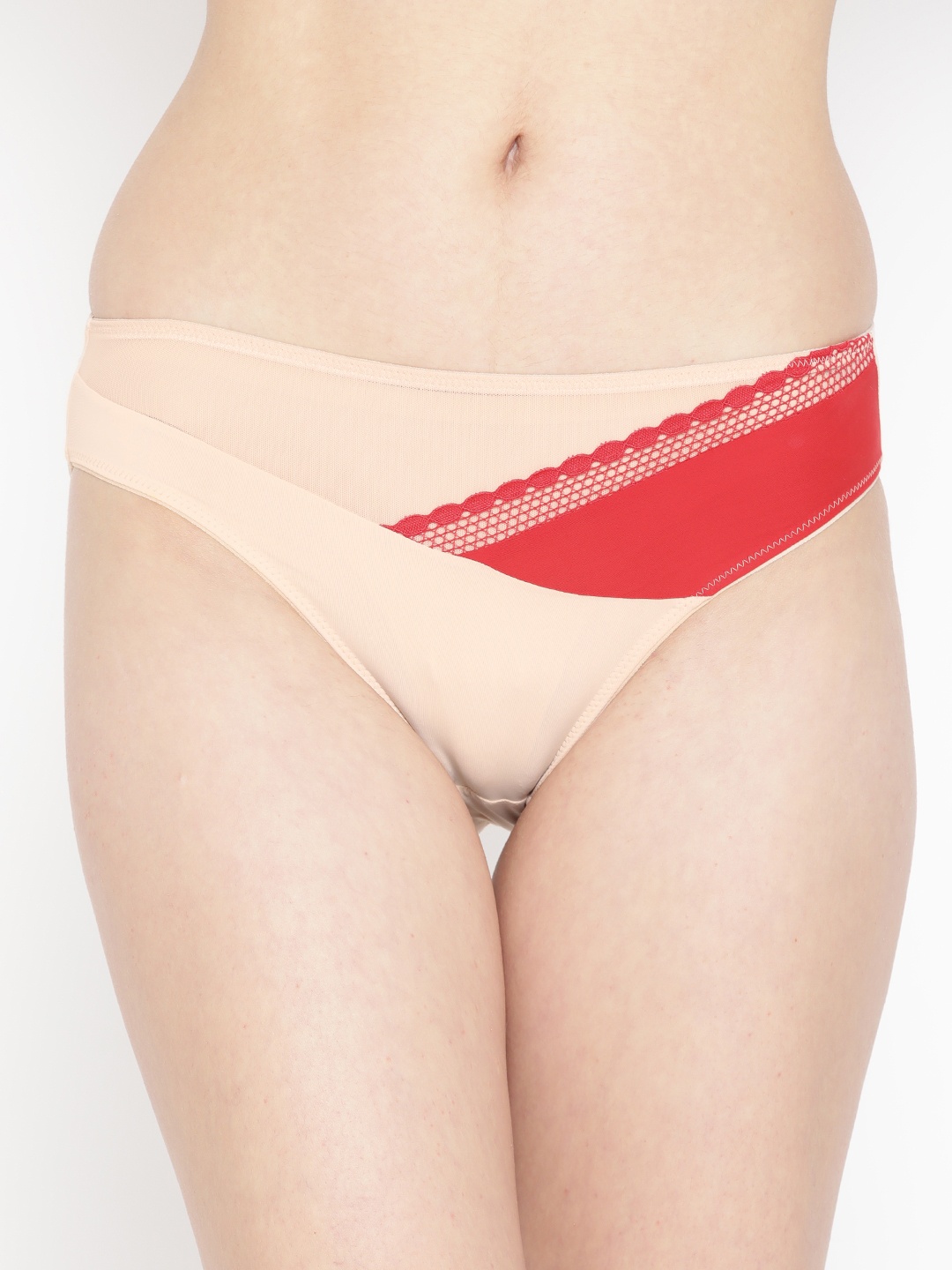 

EROTISSCH Women Nude-Coloured & Red Colourblocked Briefs AIP-16A