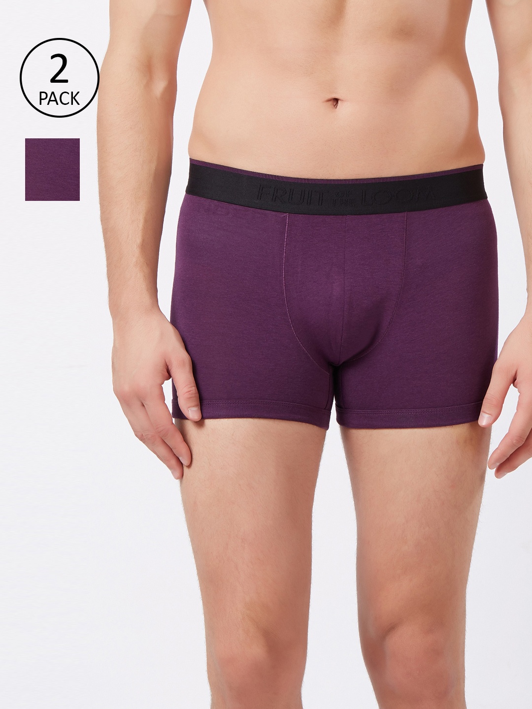 

Fruit of the loom Men Pack of 2 Purple Solid Mid-Rise Trunks MTR09-A1S3