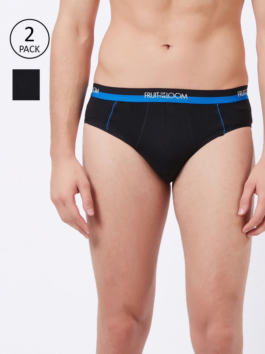 

Fruit of the loom Men Pack Of 2 Black Solid Hip Briefs MHB03-A1S1