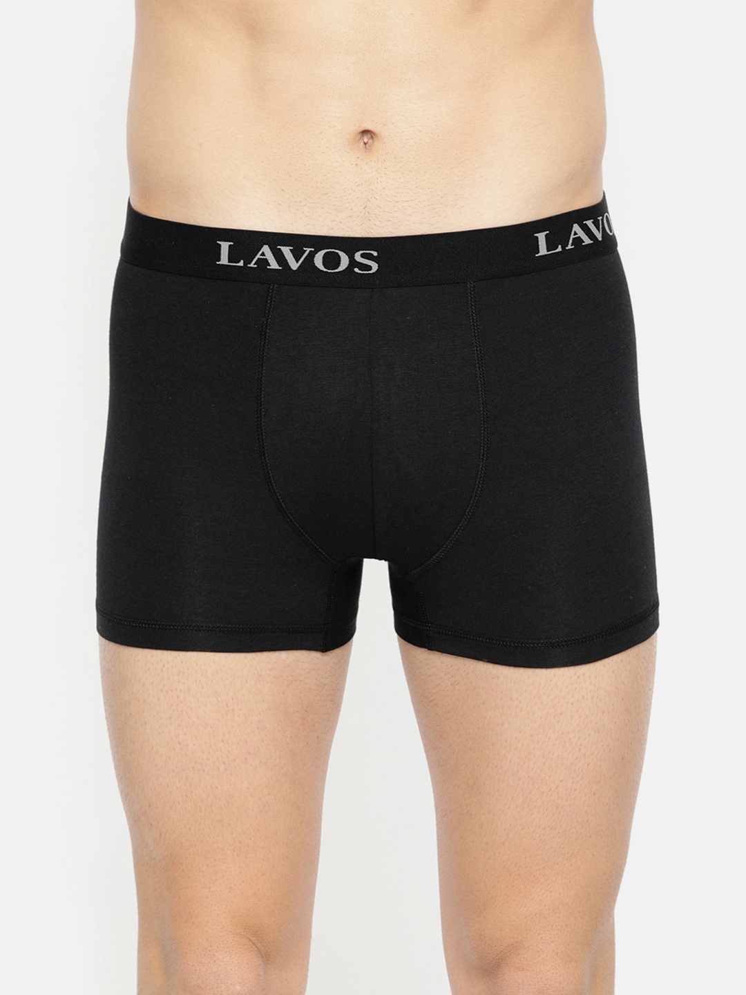 

LAVOS Men Black Solid Organic Bamboo Cotton Stretchable Boxer Long Trunks LM2005