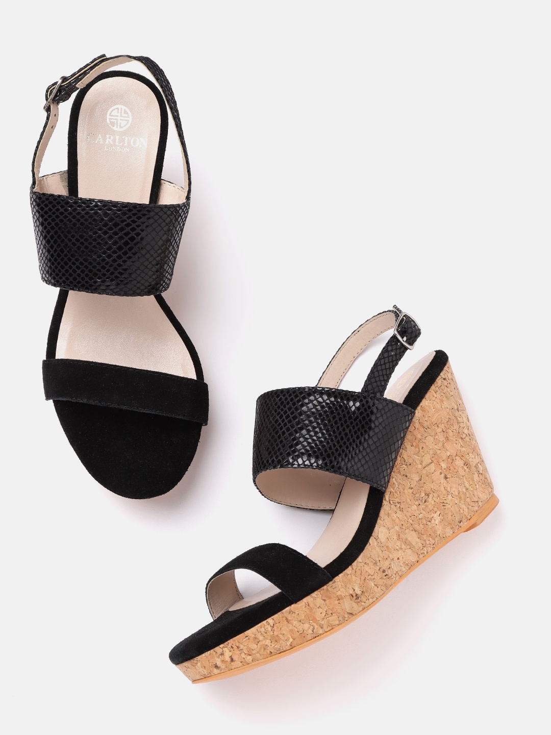 

Carlton London Women Black Snakeskin Textured Heels