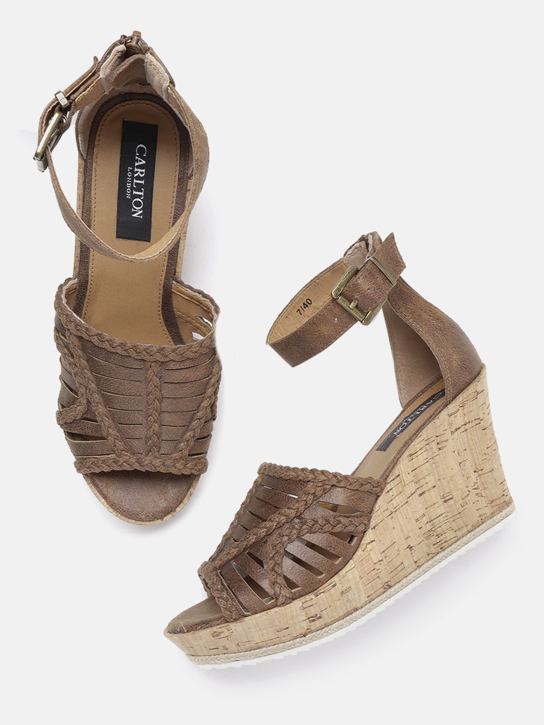 

Carlton London Women Brown Woven Design Wedges