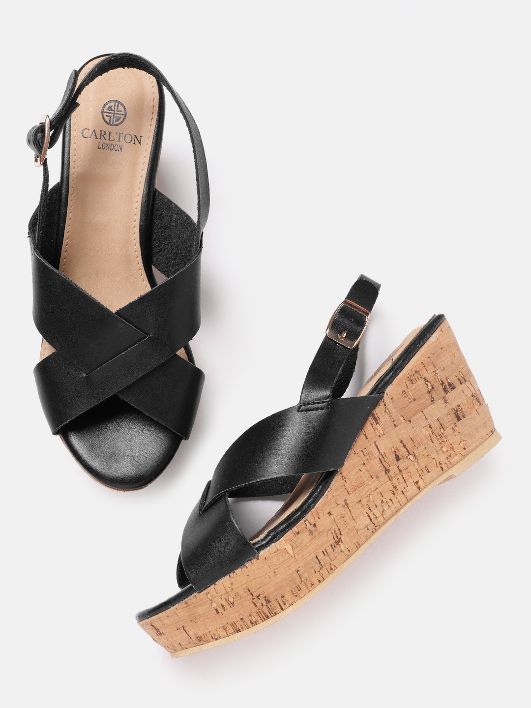 

Carlton London Women Cross Straps Wedge Heels, Black