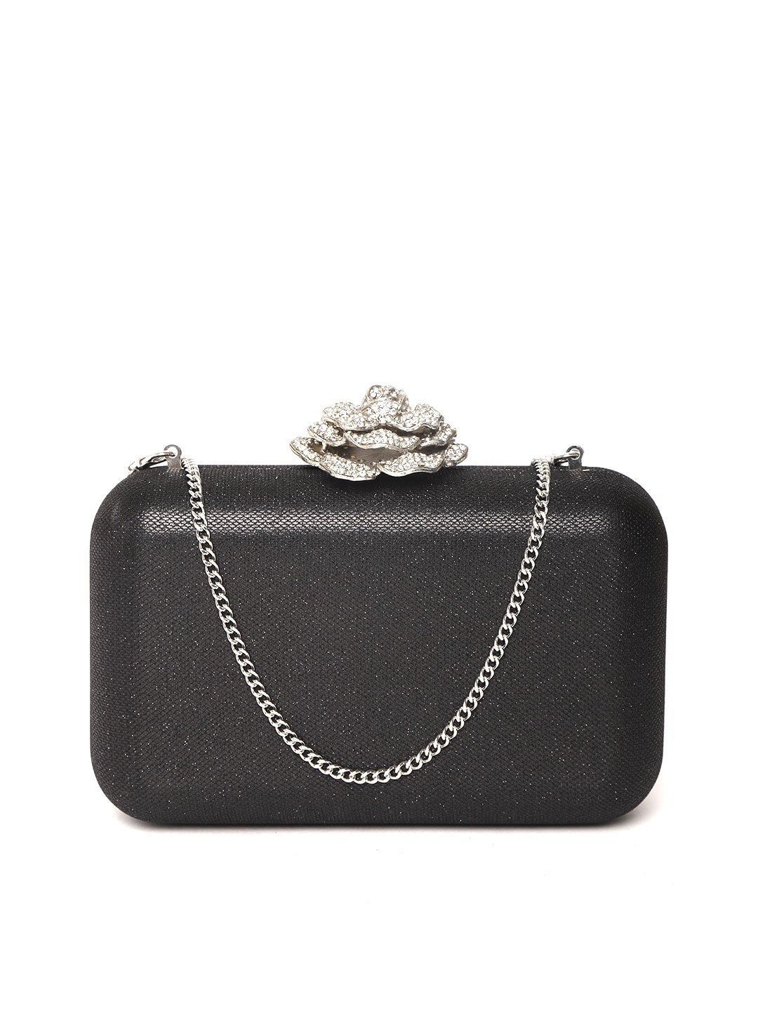 

Forever New Black Shimmer Box Clutch