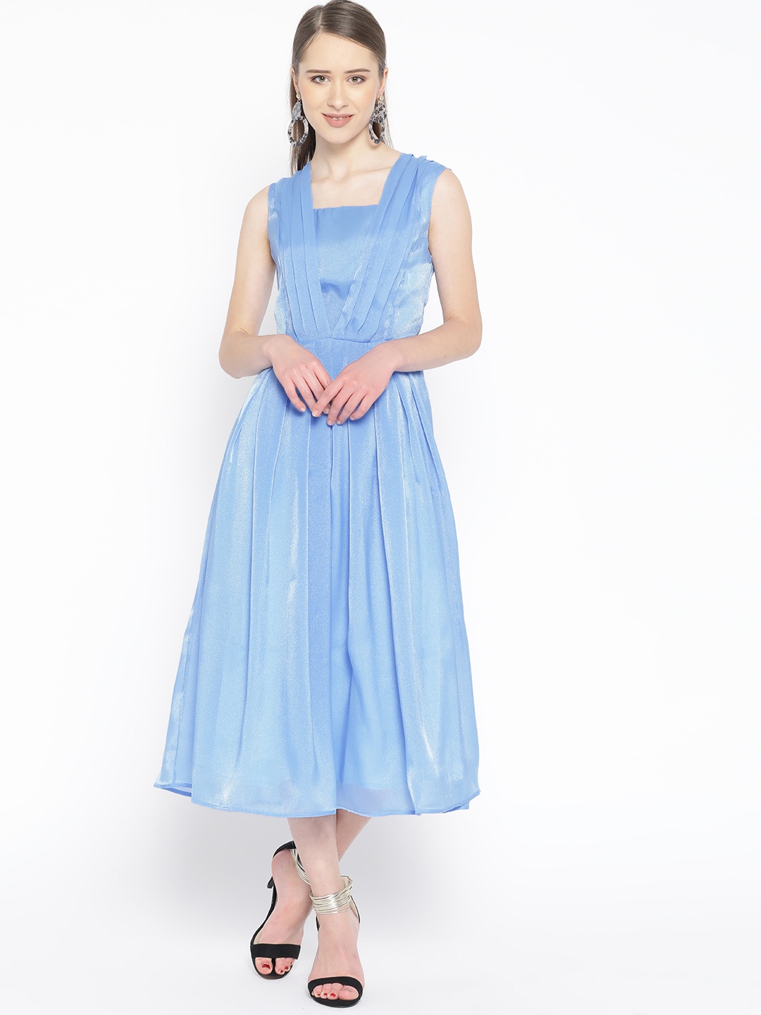 

JC Collection Women Blue Solid Fit & Flare Dress