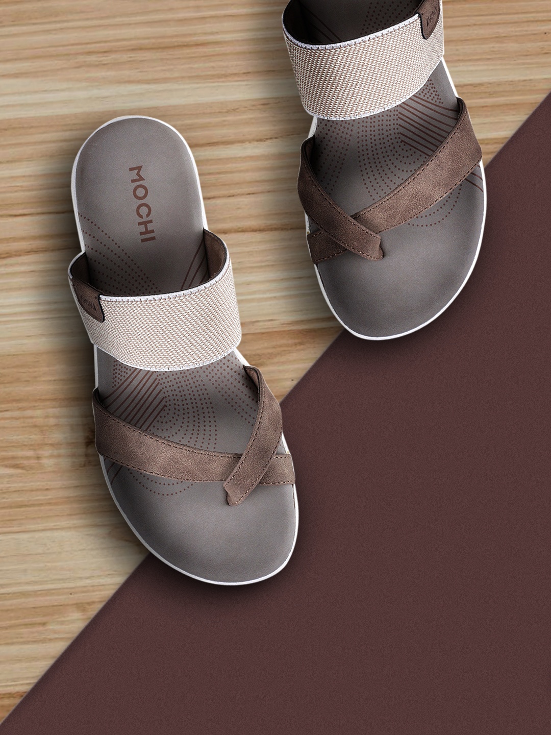 

Mochi Women Grey & Brown Colourblocked Comfort Heels