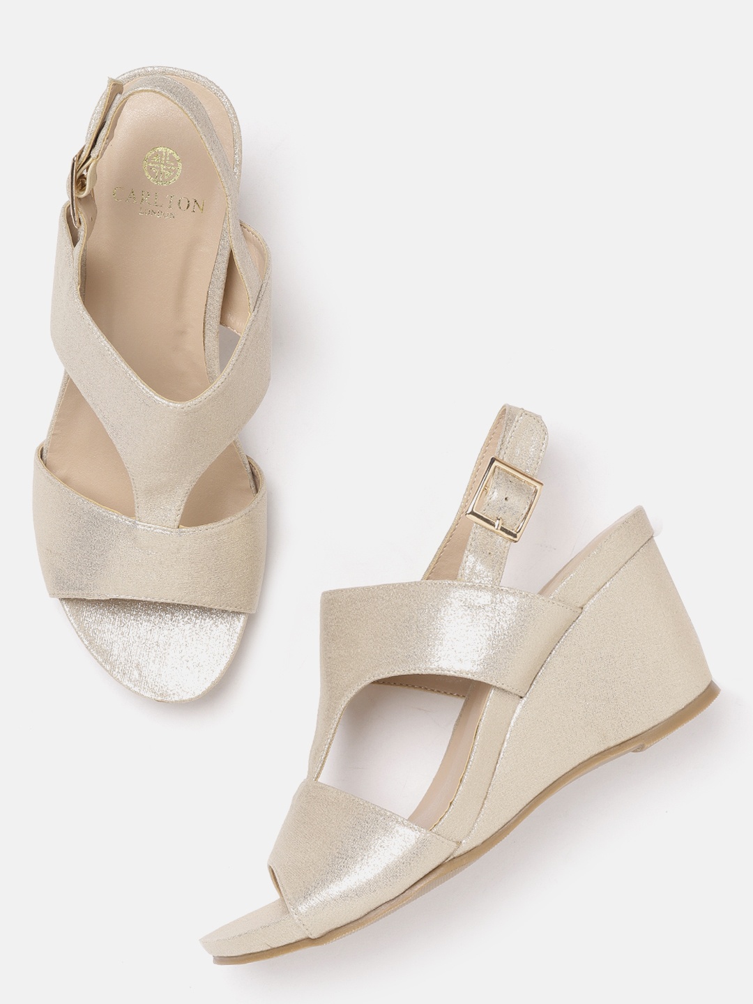 

Carlton London Women Muted Gold-Toned Solid Wedges