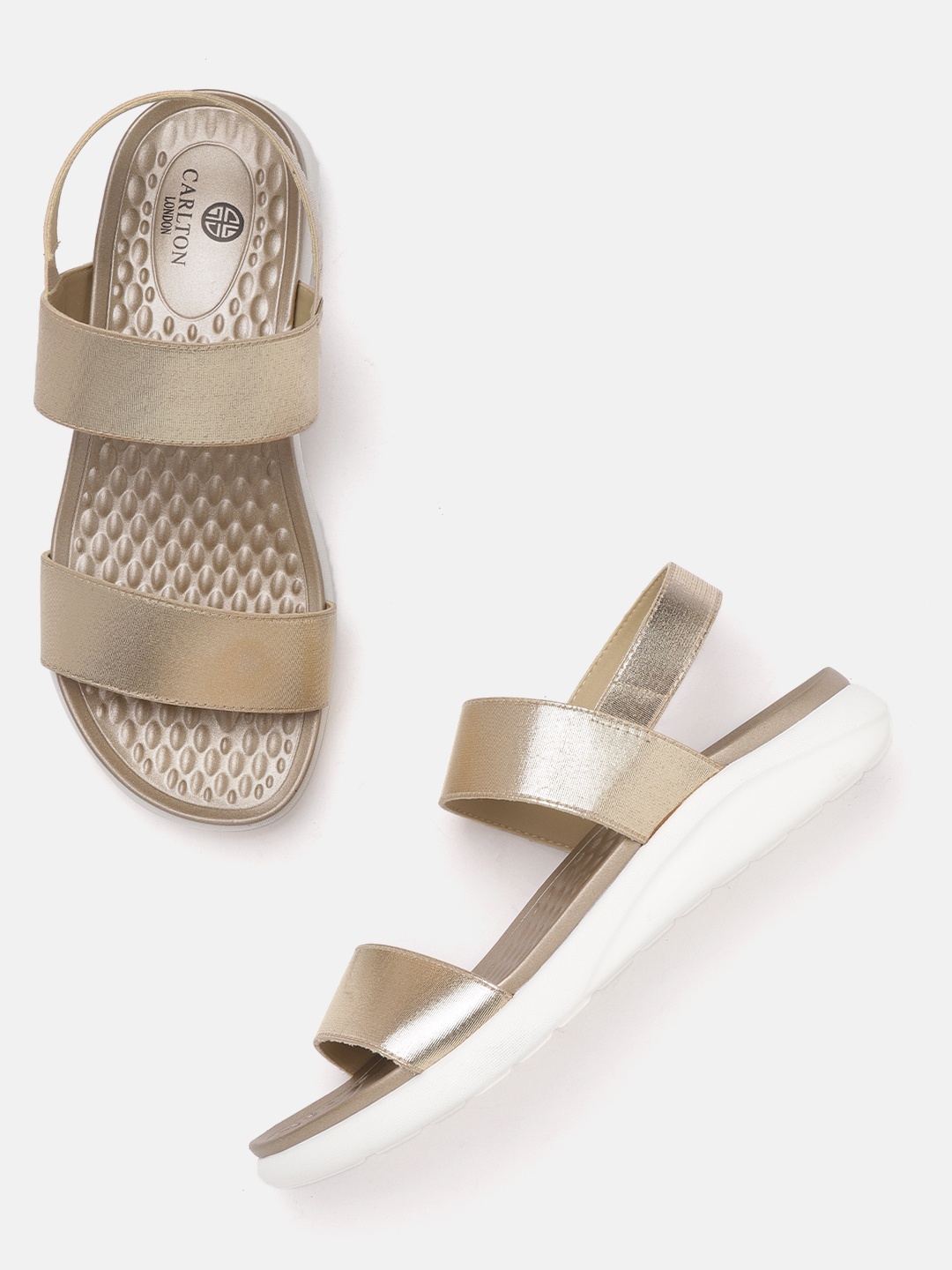 

Carlton London Women Gold-Toned Solid Open Toe Flats
