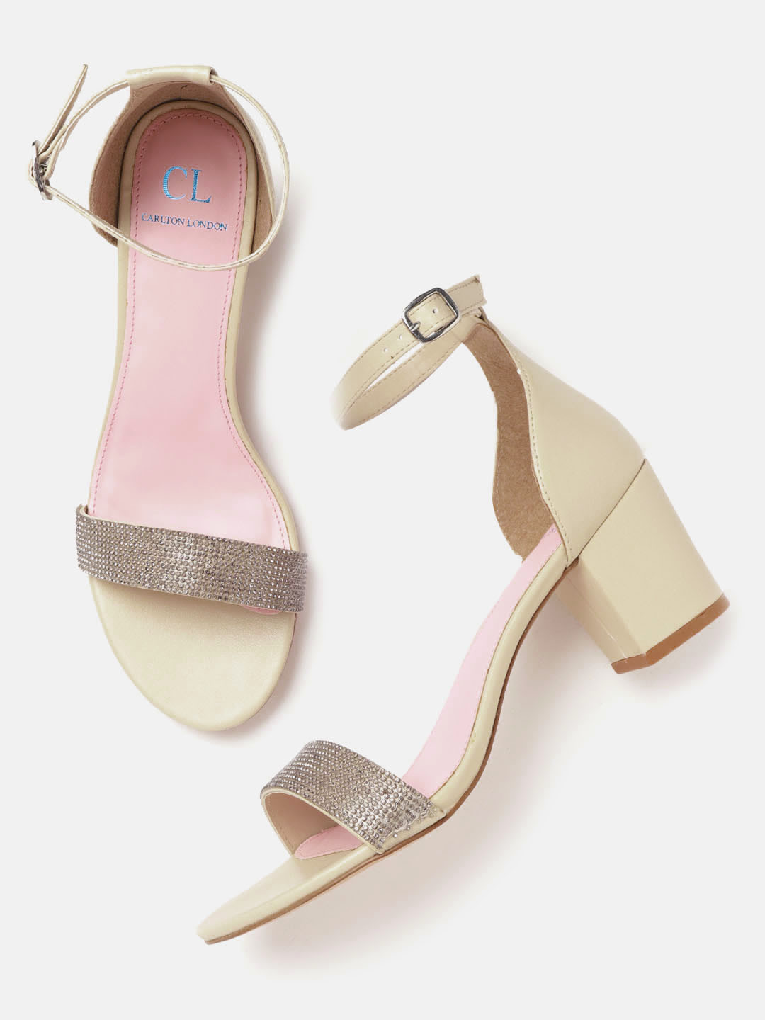 

Carlton London Women Off-White & Grey Embellished Heels