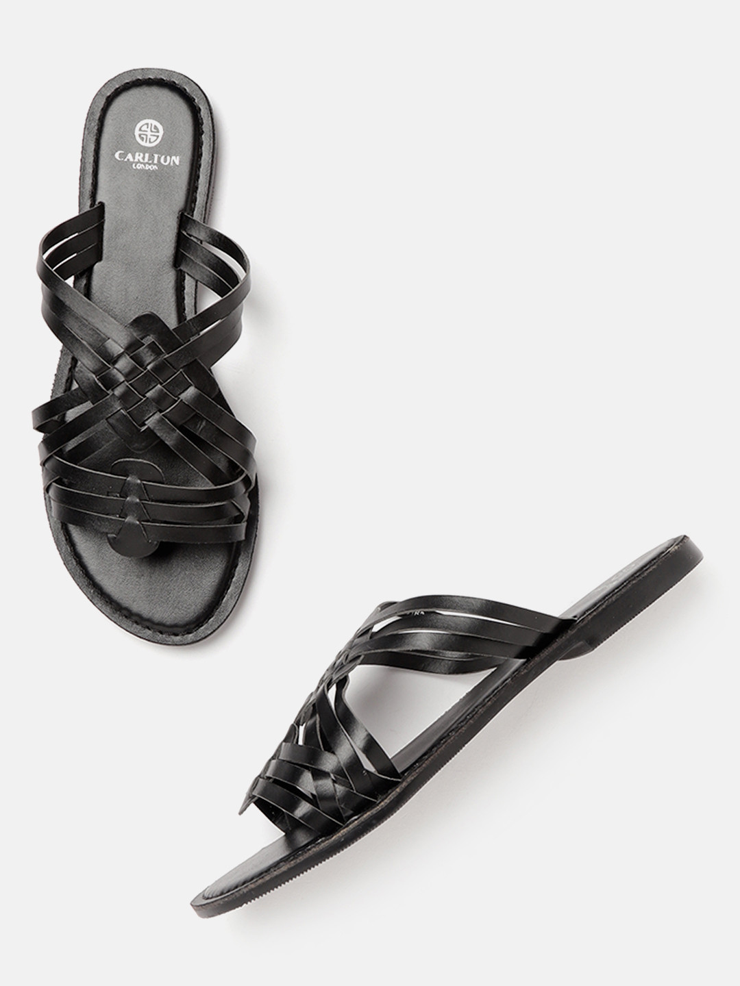 

Carlton London Women Black Solid Open Toe Flats