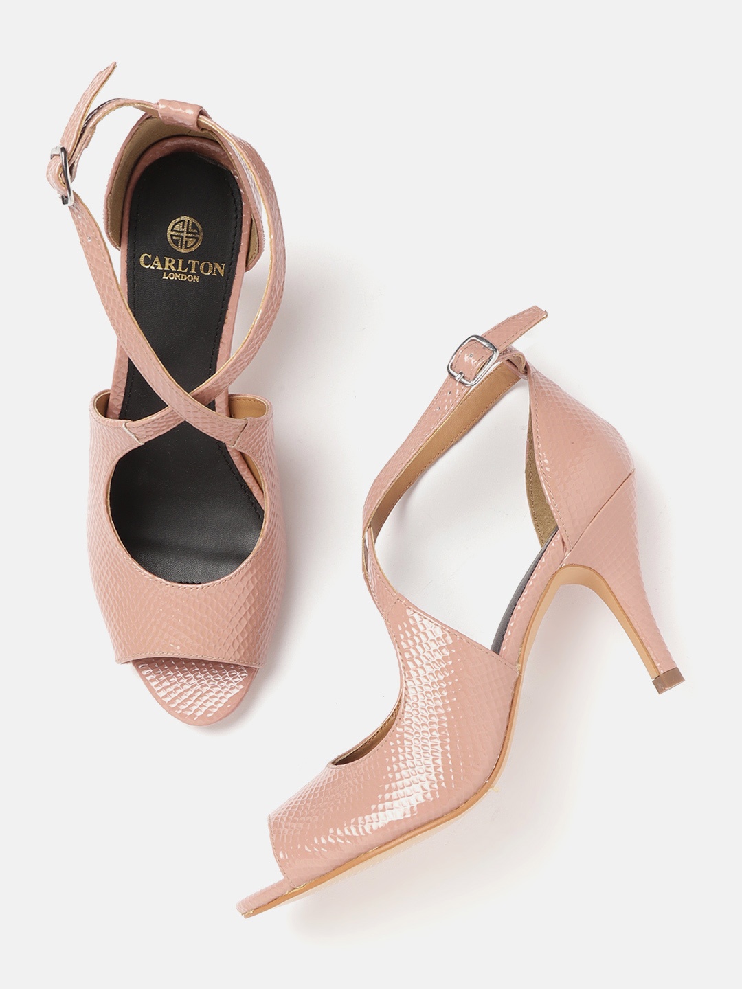 

Carlton London Women Dusty Pink Snakeskin Textured Heels